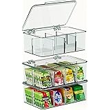 Utopia Home 3 Pack Tea Bag Organizer - Stackable Tea Bag Storage Organizer with Clear Top Lid - Tea bag holder For Counter to
