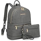 MARCO M KELLY Women's Backpack Purse PU Leather Travel Work Backpack Fashion Shoulder Bag Designer Handbags 2pcs