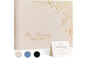 Lanpn Funeral Guest Book for Memorial Service, Linen in Loving Memory Registry Guest Book, Funeral Favors Sign in Books for Guests Celebration of Life Memory Book for Funeral with Table Sign, Beige