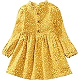 VINUOKER Toddler Girls Cotton Dress Floral Dress for Little Girls midi Dress 2-7years Fall Winter Dress