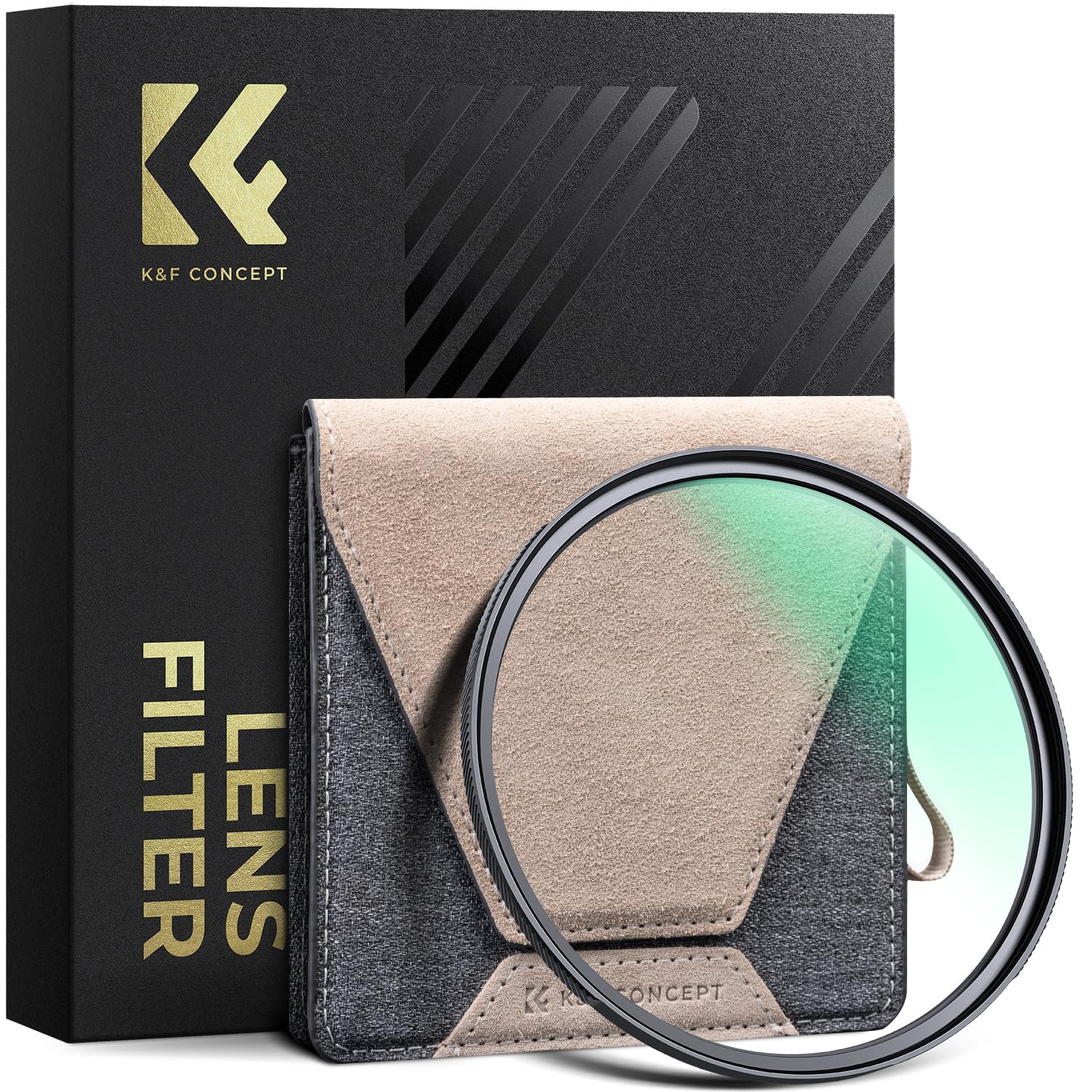 K&F CONCEPT 82mm UV Filter with Brass Frame, High Transmittance Ultra-HD Low Reflection Optical Glass Lens Protector for Telephoto Lenses, Nano-X PRO Series