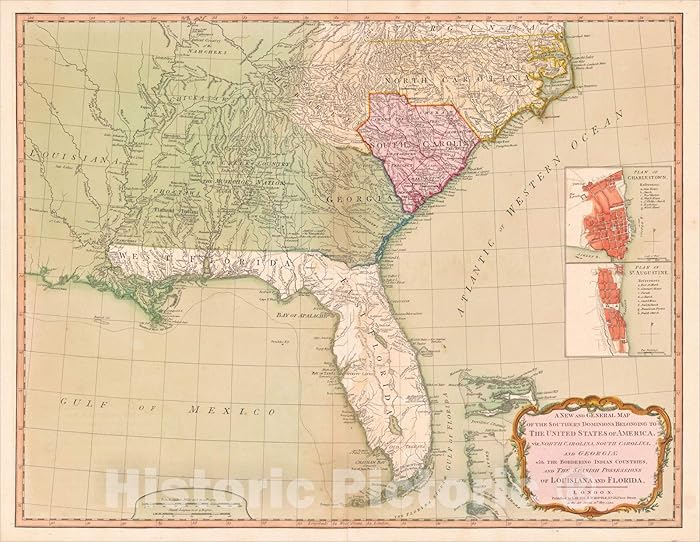 Historic Map : Southern Dominions Belonging to The United States of America, viz North Carolina, South Carolina, and Georgia:, 1794, Richard Holmes Laurie, Vintage Wall Art : 57in x 44in