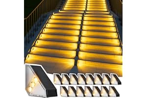 JSOT Solar Step Stair Lights Outdoor Waterproof for Yard Lighting Decor, 16 Pack Solar Powered Deck Fence Lights Outside, Solar Garden Lights for Backyard, Front Porch Step, Balcony, Wall, Patio