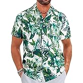 ELETOP Men's Hawaiian Shirt Short Sleeve Button Down Casual Tropical Aloha Beach Shirts