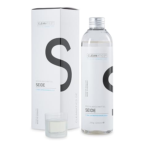 CLEANATICS Seidenwaschmittel Konzentrat für reine Seide & Viskose Produkte, wie Seidenbluse, Schal, Seidentuch, Nachtwäsche, 