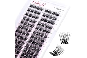 FADLASH Lash Clusters 96pcs 12-18mm Individual Lashes D Curl Large Tray Wispy Cluster Lashes Mixed Length Reusable Eyelash Clusters DIY Eyelash Extension Individual Lash Extension Supplies (F2-0.07D, 12-18mm)