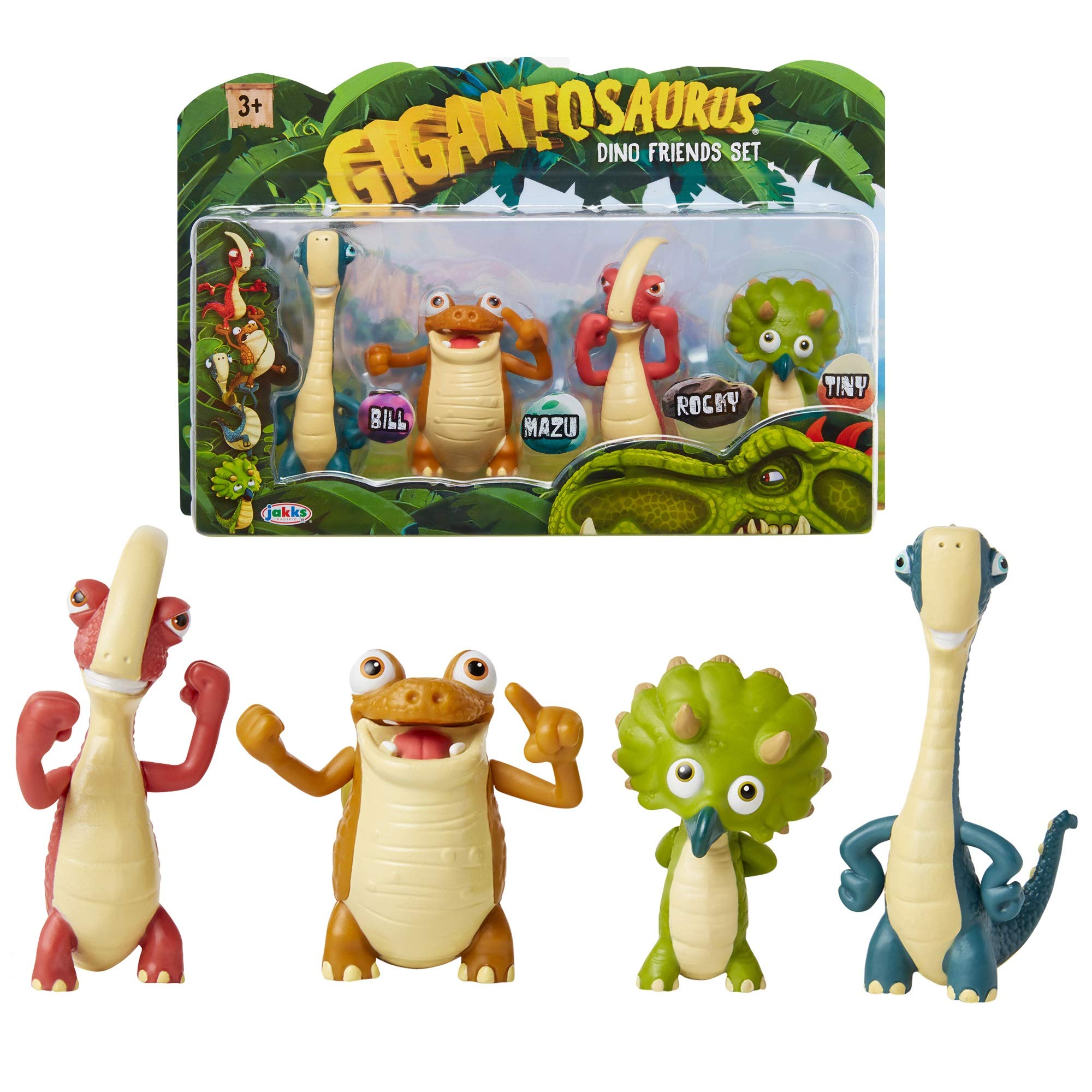 Gigantosaurus Character Figures 4 Pack with Articulated Arms and Tails, Dinosaur Toys Stand Approximately 3"/ 7.5cm Tall, Dino Toy Figures for Ages 3+