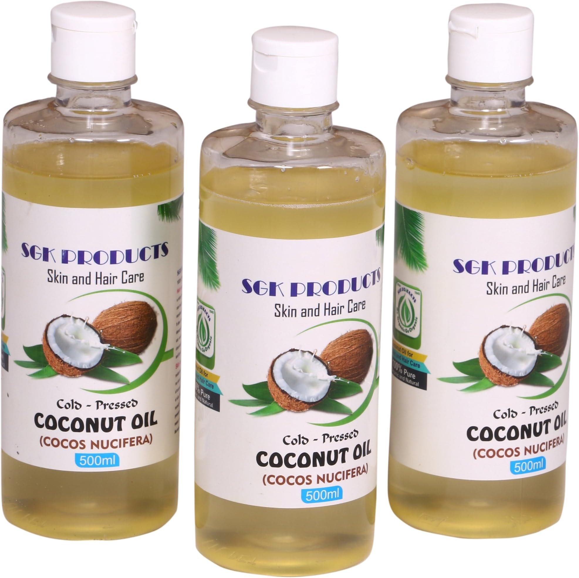 Coconut Oil (Cold Pressed) for Skin and Hair Care, 100% Pure, Organic and Natural, 500ml