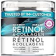 Face Moisturizer Retinol Cream, Anti Aging Neck Firming Cream, Collagen Day & Night Face Cream with Hyaluronic Acid for Women