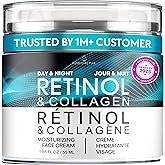 Face Moisturizer Retinol Cream, Anti Aging Neck Firming Cream, Collagen Day & Night Face Cream with Hyaluronic Acid for Women