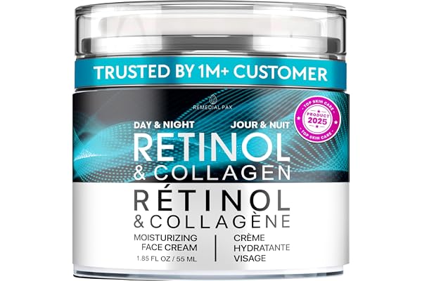 Face Moisturizer Retinol Cream, Anti Aging Neck Firming Cream, Collagen Day & Night Face Cream with Hyaluronic Acid for Women