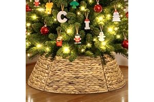 Lanpn Natural Rattan Christmas Tree Collar 28 inch, Decorative Wicker Woven Tree Skirt Ring Stand Base Cover Rustic Farmhouse for Small mini Pencil Silm Artificial Trees Xmas Decor (Oringinal)