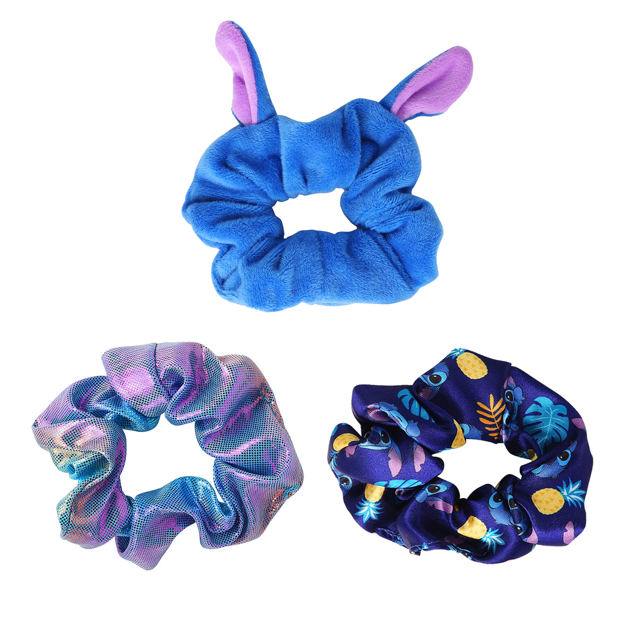 Disney Lilo & Stitch Blue, Pink & Purple 3pc Hair Scrunchie Set VE700267L
