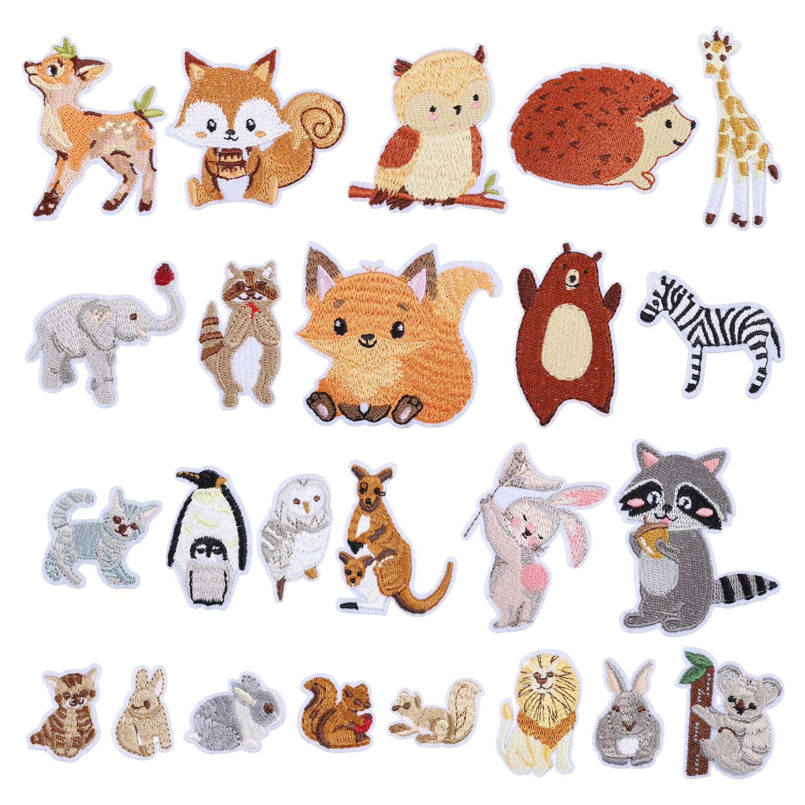 Photo 1 of beinkmake 24Pcs Animals Embroidered Patches Woodland Animals Iron on Patches Cute Sew on 