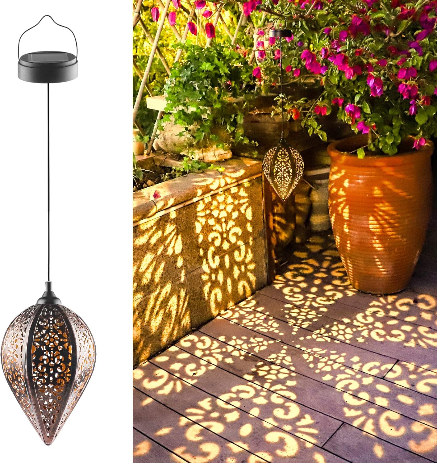 Hanging Solar Lights Outdoor Garden Solar Lantern Warm White LED