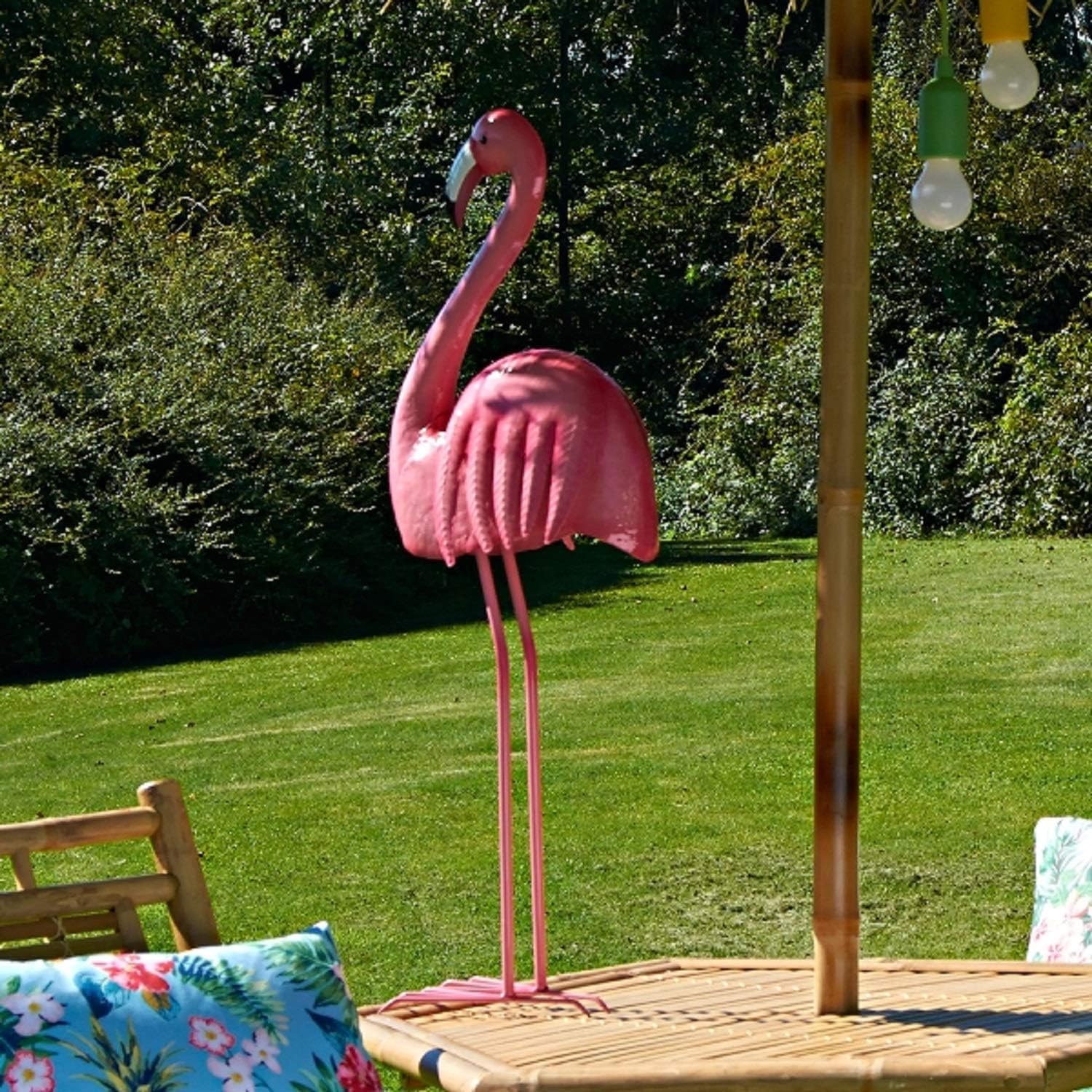 auch als Innendeko einsetzbar Metall rosa Gartenfigur Metallfigur