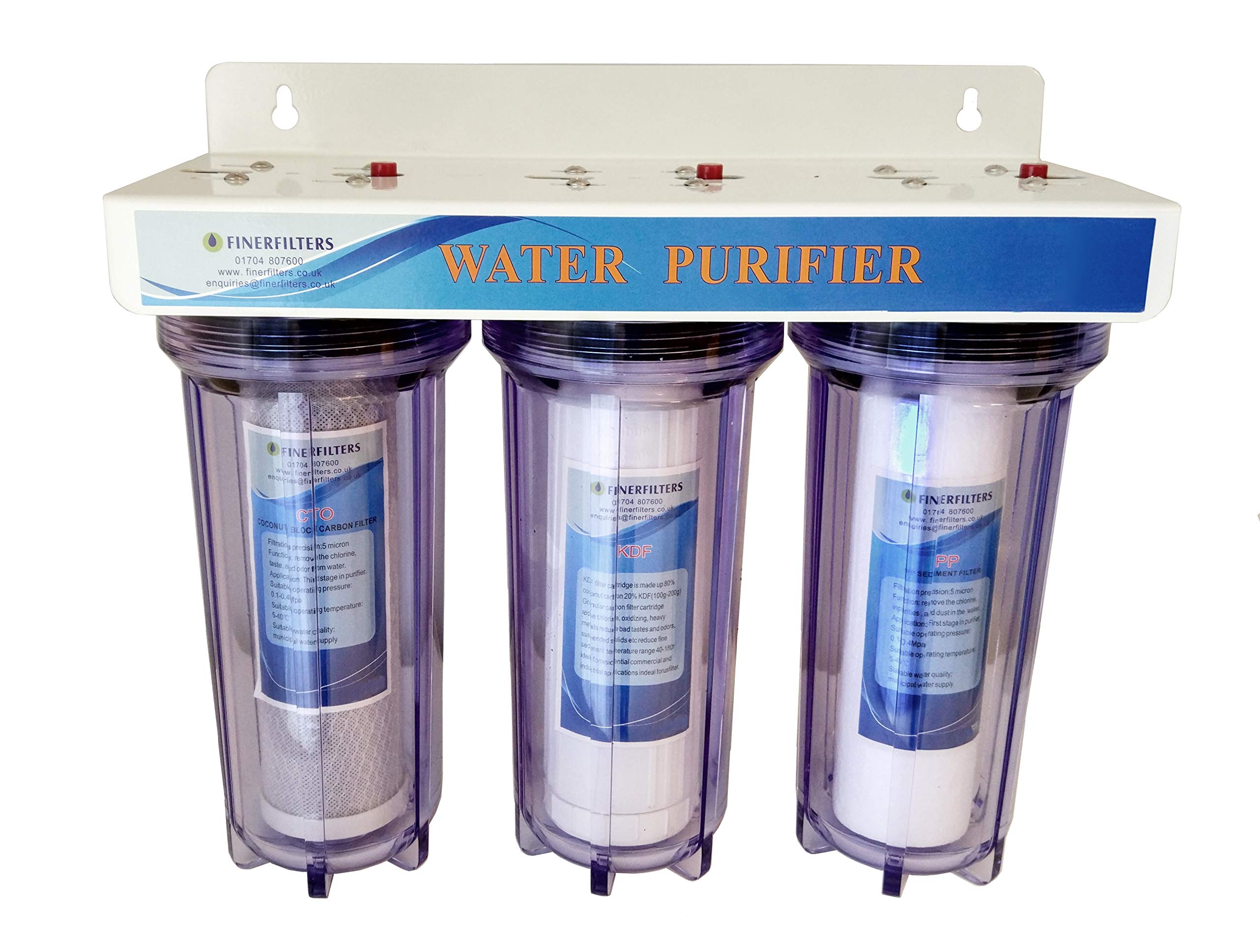 Finerfilters 3 Stage 10" HMA Heavy Metal Reduction Water Filter System with Hozelock compatible Connections