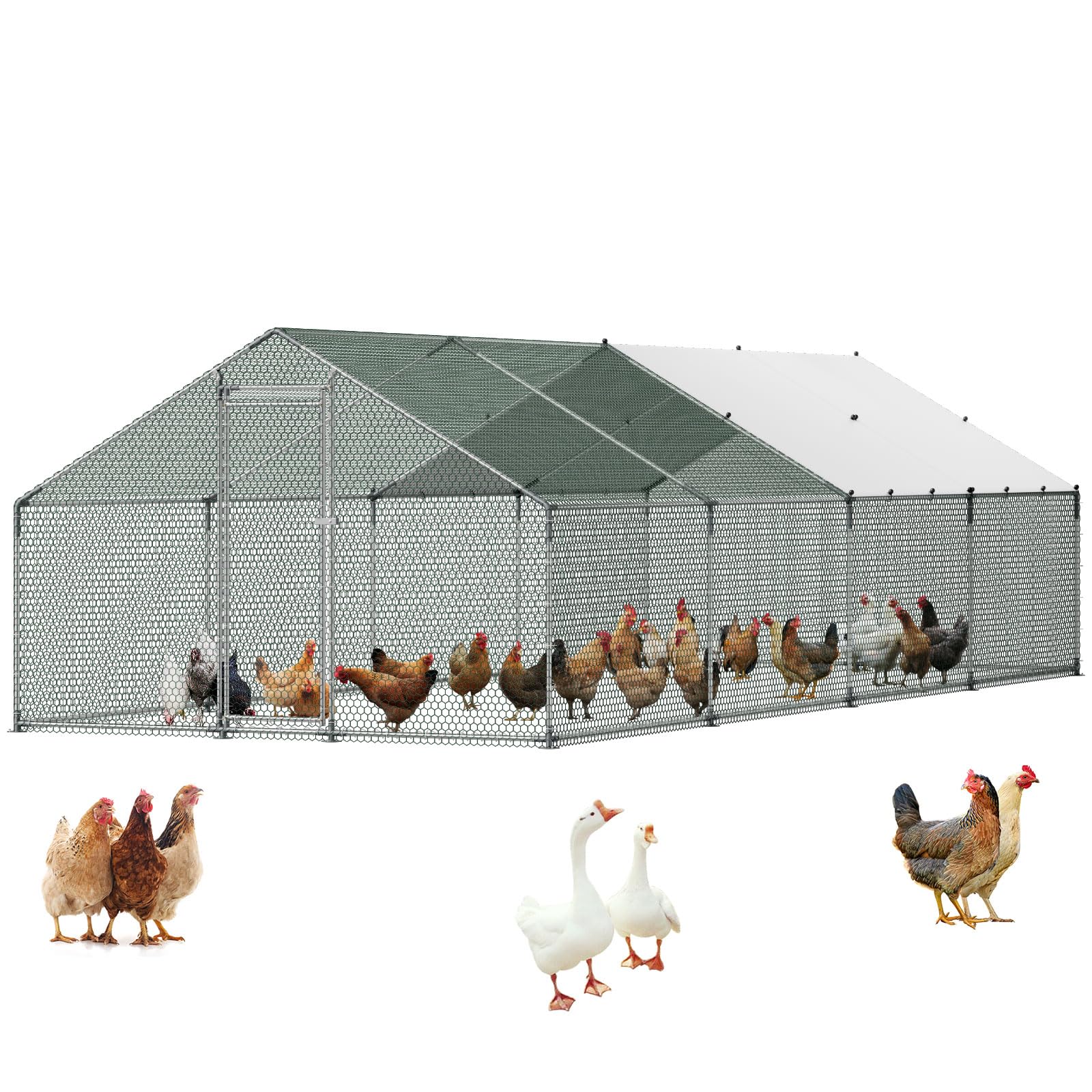 Photo 1 of ***MISSING PIECES***VEVOR Large Metal PARTS  ONLY*** Chicken Coop with Run, 9.8x26.5x6.5 ft Walk-in Chicken Runs for Yard with Cover, Spire Roof Hen House for Outdoor and Backyard, Farm, Duck Rabbit Cage Poultry Pen