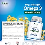 Nu U Nutrition Omega 3 2200mg & Vitamin D3 2000IU - 250 Softgels view 4