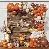Little Pumpkin Balloon Garland Arch Kit 152PCS Orange Coffee Brown Balloons for Fall Thanksgiving Autumn Harvest Birthday Party Decorations