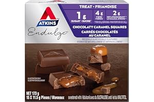 Atkins Endulge Treats, Milk Chocolate Caramel Squares, Low Sugar, Keto Friendly, High Fibre, 1 g Sugar, 2g Carbs, 15ct