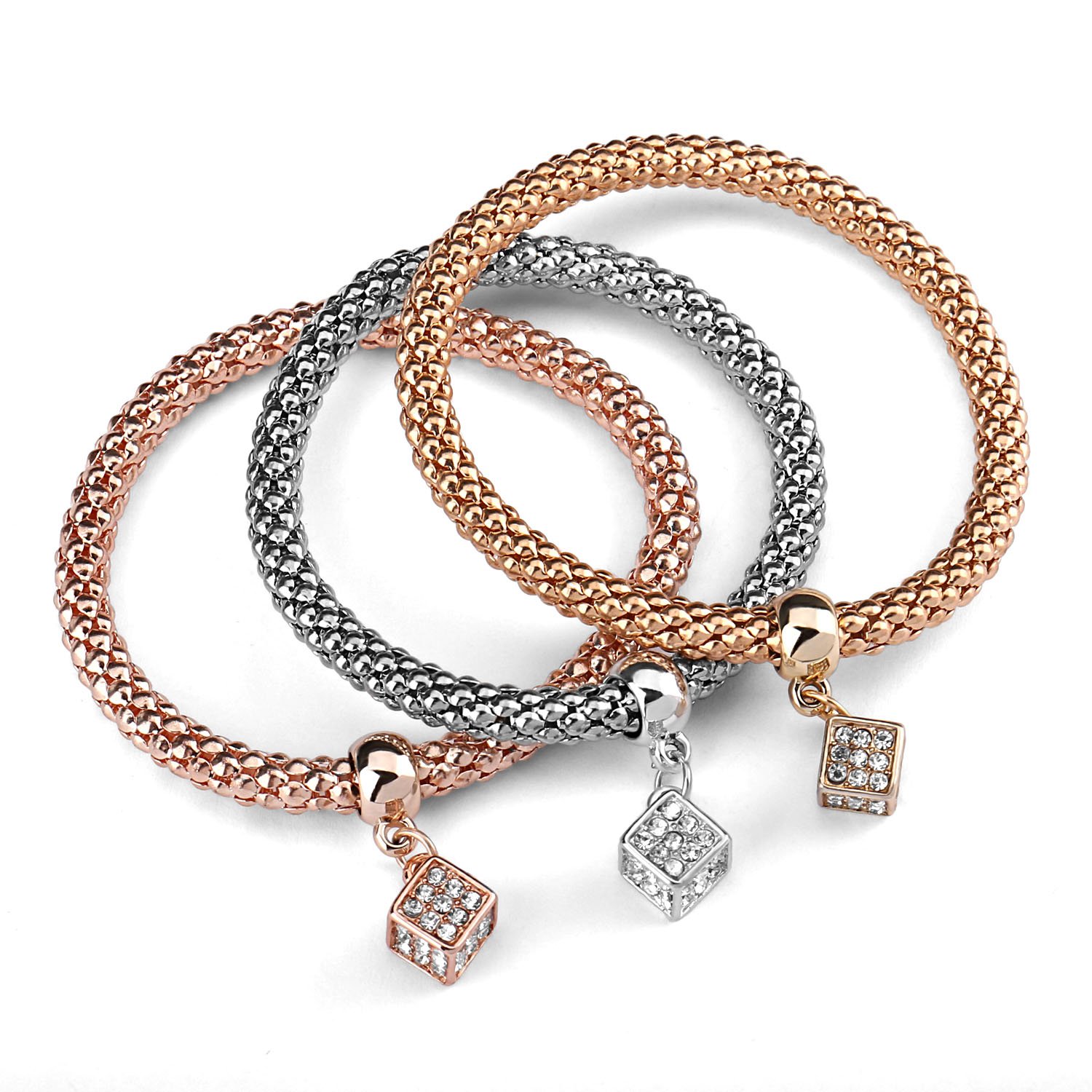 Zircon Stoppers Macrame Bracelet,UHIBROS Multicolor Crystal Unisex Adjustable Fashion Braid Bracelet Beads Braiding Bangle (CZ Charm Bracelet)