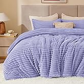 BEDELITE Fleece Queen Comforter Set -Super Soft & Warm Fluffy Lavender Bedding, Luxury Fuzzy Heavy Bed Set for Winter with 2 Pillow Cases