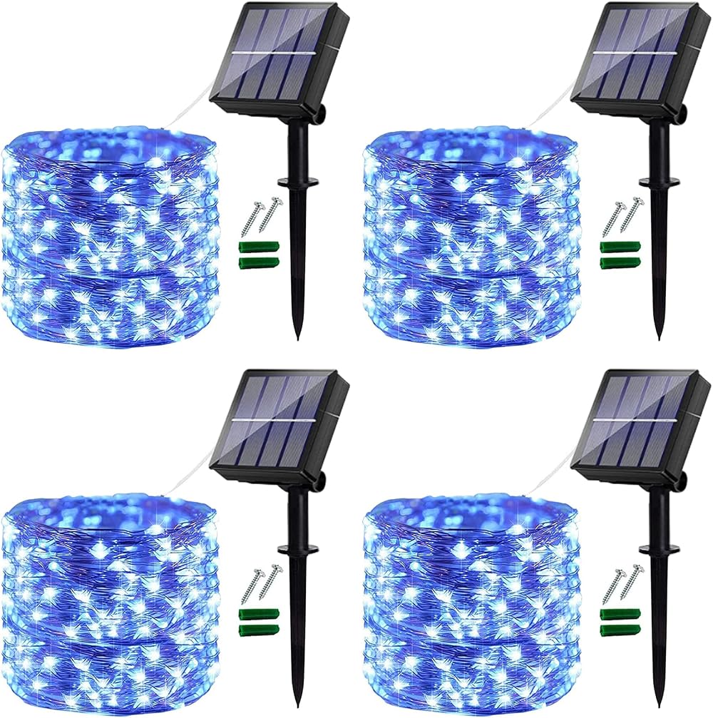 Ligarko Solar String Lights Outdoor 4 Pack 120LED 14M 8 Modes Blue