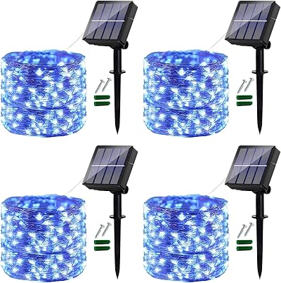 Ligarko Solar String Lights Outdoor 4 Pack 120LED 14M 8 Modes Blue