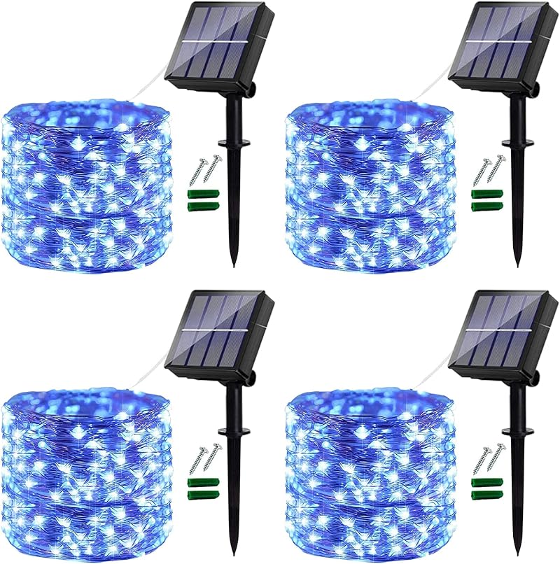 Ligarko Solar String Lights Outdoor 4 Pack 120LED 14M 8 Modes Blue