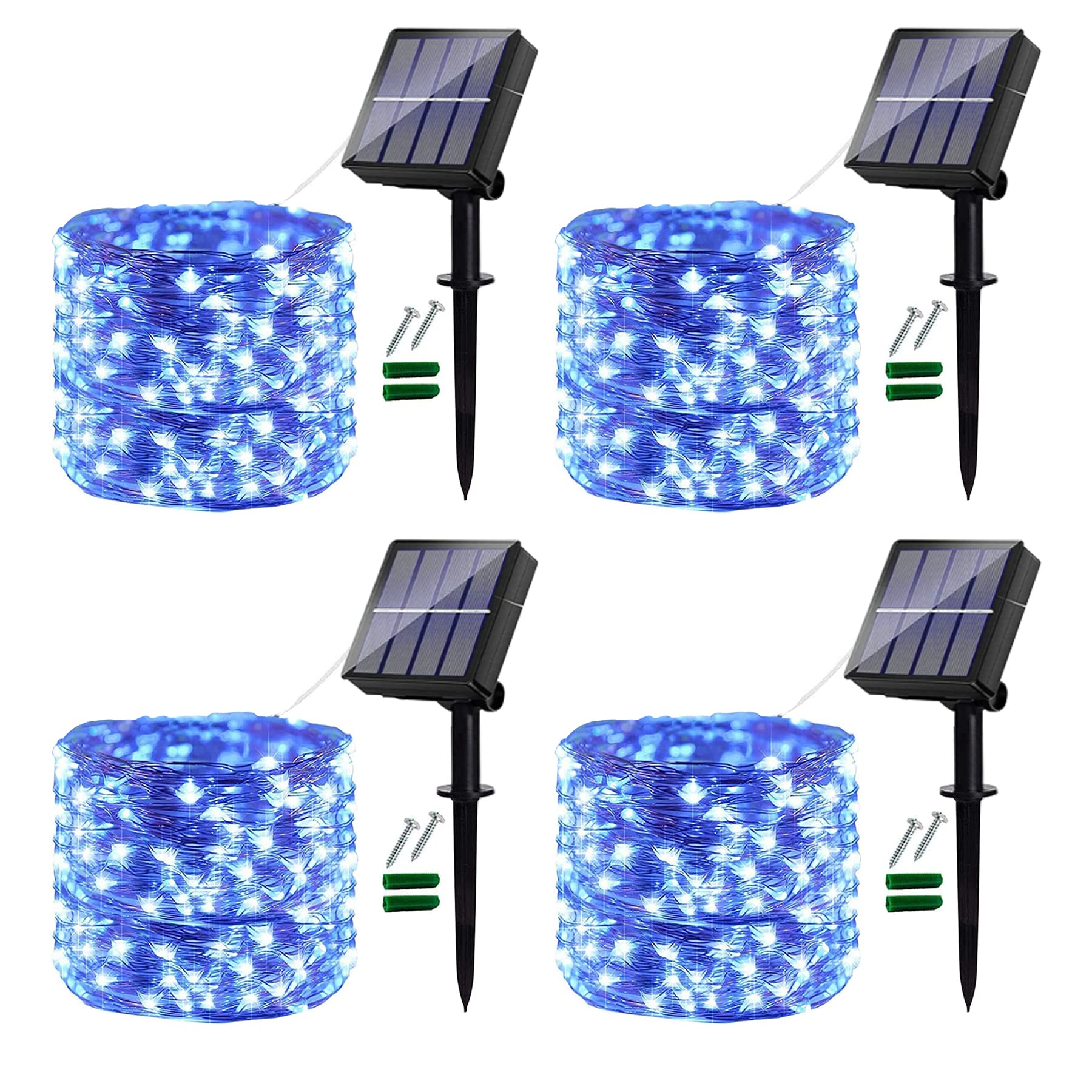 Ligarko Solar String Lights Outdoor, 4 Pack 120LED Solar Garden Lights Waterproof, 14M/46Ft 8 Modes Indoor/Outdoor Fairy Lights Copper Wire Decorative Lighting for Patio, Yard, Party, Wedding (Blue)
