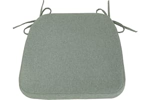 Millsilo D-Shaped Chair Cushions for Dining Chairs with Ties and Removable Cover, 2" Thick Dining Kitchen Chair Pads, Indoor Dining Room Non-Slip Backing Seat Cushions, 16.5" x 16.2", Green