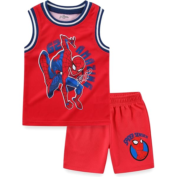 Marvel Spidey And His Amazing Friends - Conjunto De Camiseta Y Pantalones Cortos A Cuadros Para Niños Pequeños A Niños Grandes (2T - 10-12), Gris Y Azul Marino, 4 Años