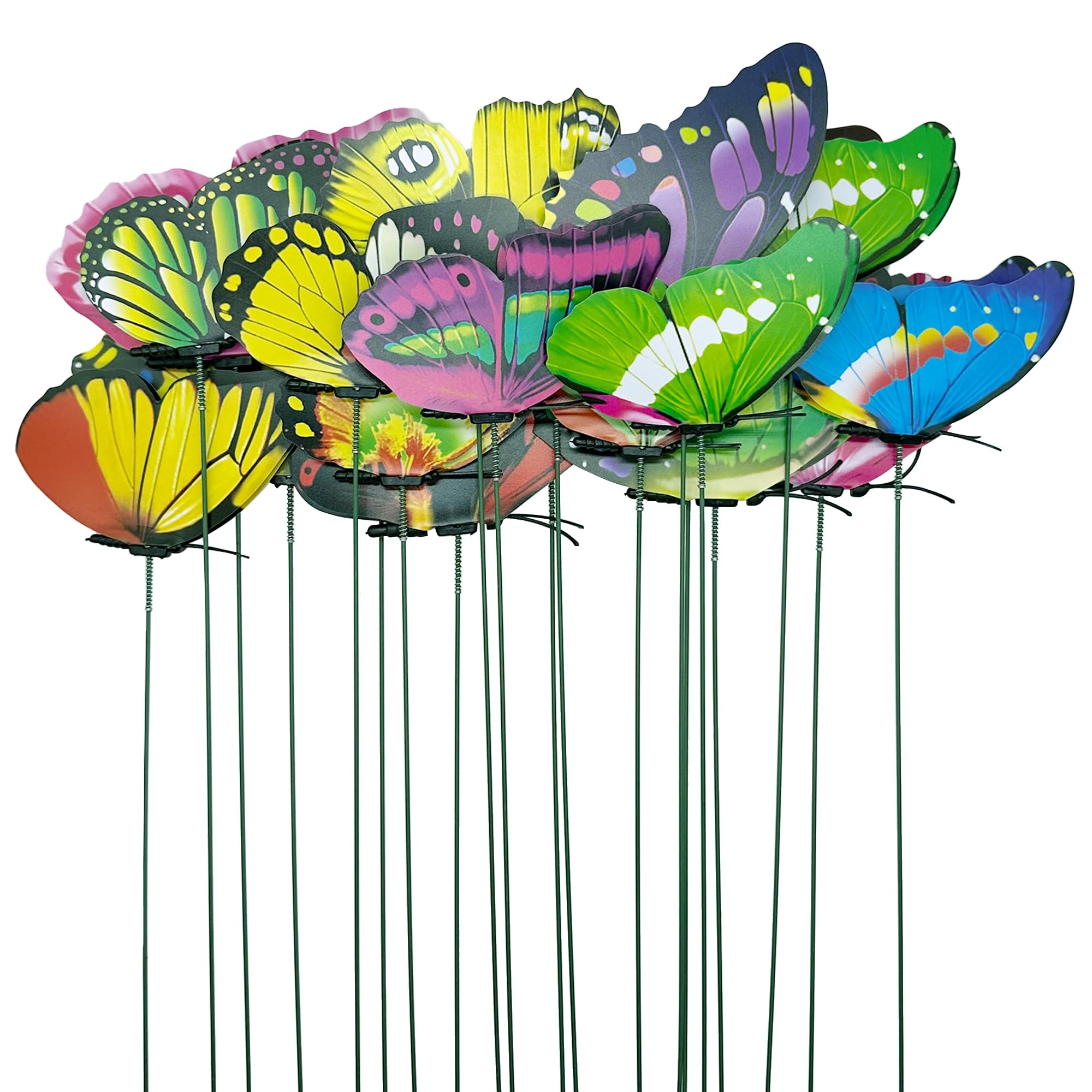 Attuslla 20 PCS Multicolor Butterfly Garden Stakes, Butterfly Decoration Stakes, Plastic, Butterfly Multicolour