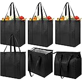 hidyuuoo 6 Pcs Insulated Grocery Bags Large Reusable Insulated Cooler Bags with Zipper Top Shopping Totes for Hot or Cold Food