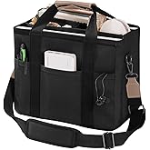 JIECH Canvas Tote Bag with Multi Pockets Crossbody Tote Bag for Women Bible Handbag Everything Tote Bags with Compartments