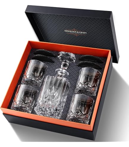 Amazon.com | Ridge Japanese Crystal Whisky Decanter Set with 4