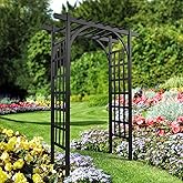 VINGLI Garden Arbor, PVC Wedding Arch for Ceremony Party, Garden Trellis for Climbing Plants Outdoor, Arch Backdrop Stand for Garden, Backyard, Wedding, Lawn (Black)