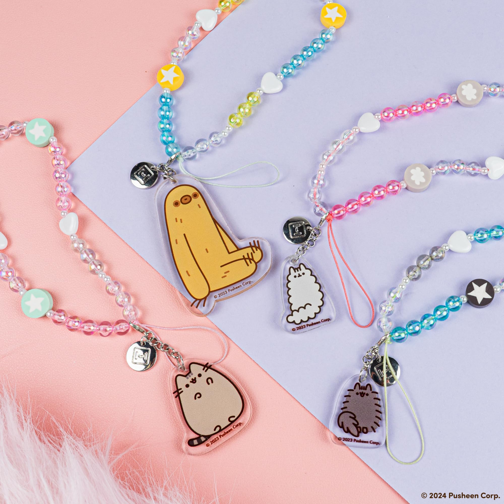 iFace Pusheen the Cat Beaded Wristlet Universal Charm Strap - Wrist Strap for Cell Phone Camera Keys AirPods