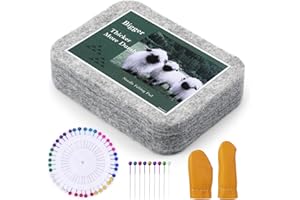WONVOC Needle Felting Mat, Needle Felting Tools, 4.6x3.3x1 inch Natural Felting Wool Mat, Felting Pad, Needle Felting Supplies, with Finger Cots and 40 Straight Pins, Felt Pad for Making Felting Crafts