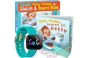BENNY BRADLEY'S Potty Training Watch & Board Book for Kids – A Water Resistant Potty Reminder Device for Boys & Girls - Train Your Toddler with Fun Musical or Vibration Reminders and Printed Board Book (Turquoise)