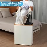 efluky 140L Laundry Baskets with Lid Two Compartments Beige view 4