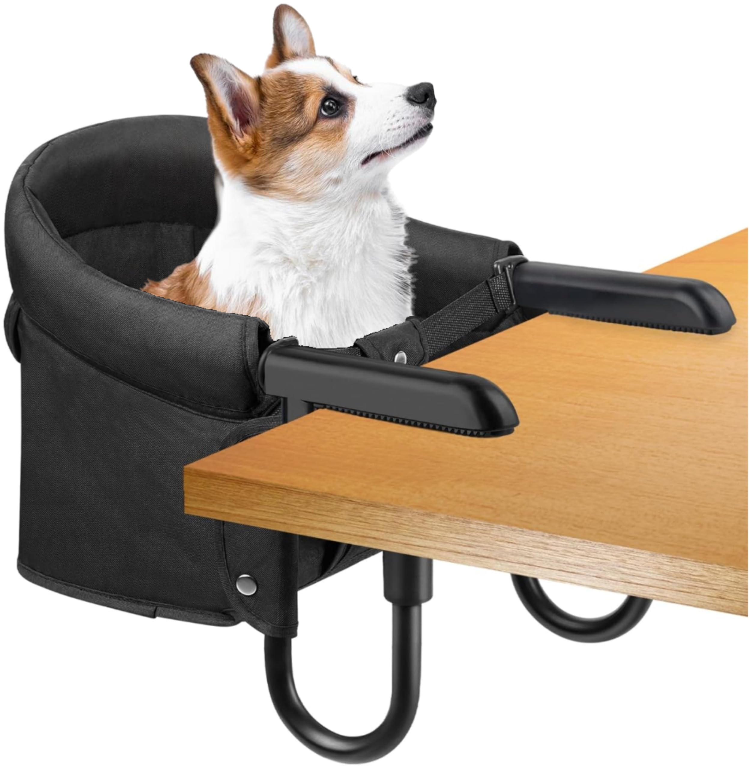 Photo 1 of Dog High Chair for Table, Cat Desk Perch, Seatmate Chairs for Dogs, Cat Office Perch Attachment, Pet Feeding Booster Seat, Seat for Pet to Sit Next to You (Black)