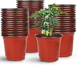 Augshy 75+ Pcs 4 Inch Nursery Pots Plastic Plant Pot Seed Starting Red