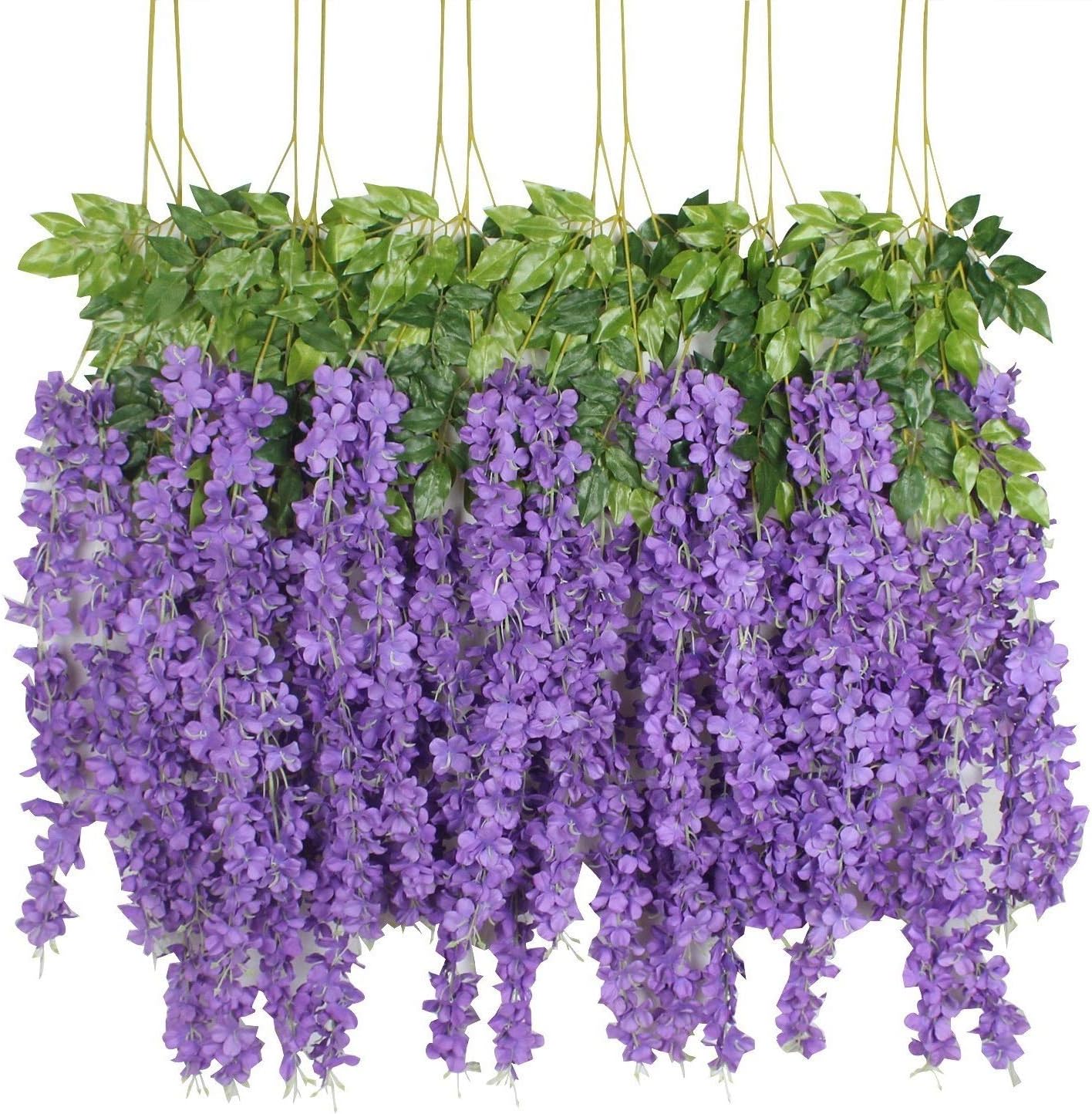 12pcs KayMayn Artificial Wisteria Silk Flower/Bouquet,Wedding Hanging Flowers