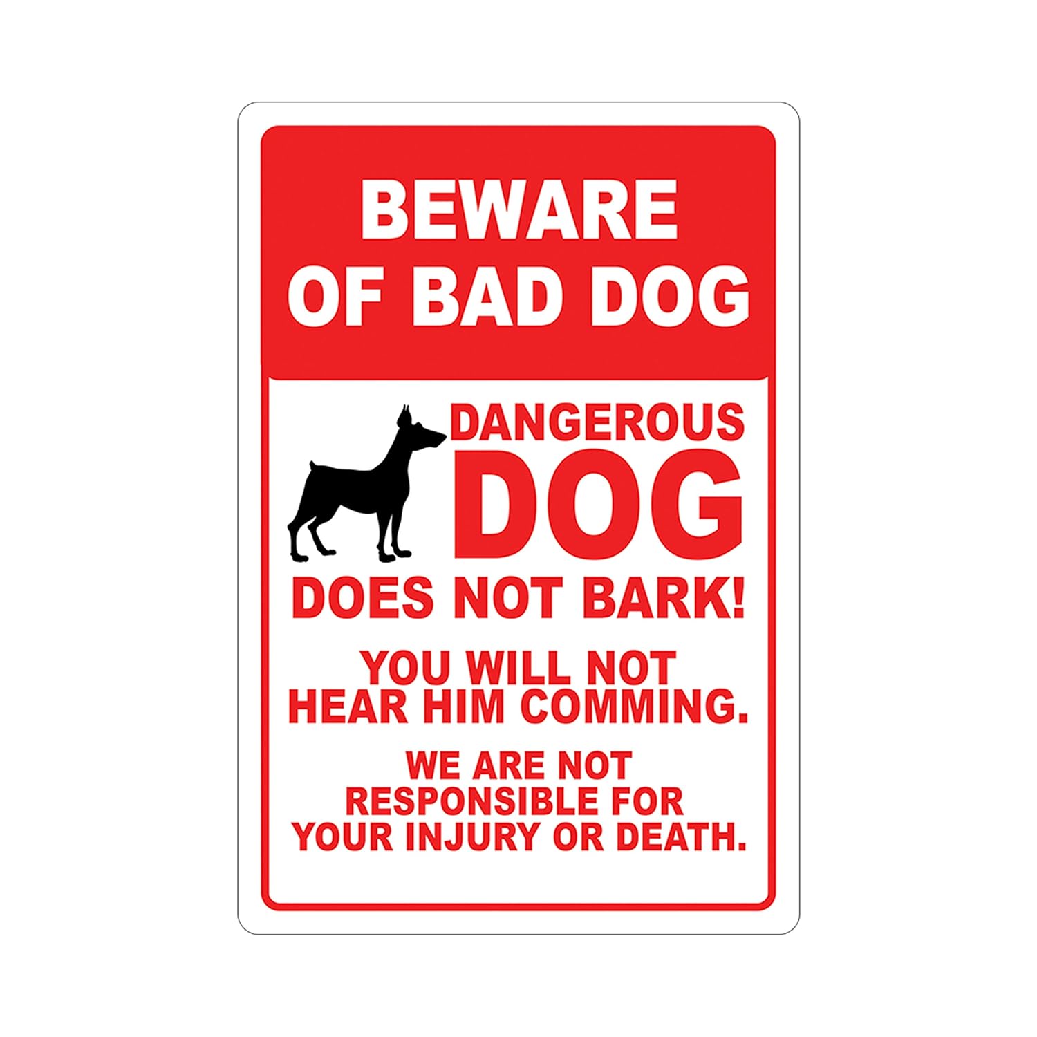 Beware of Bad Dog Sign, Metal Aluminum Warning Sign, Made