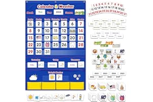 Godery Calendar and Weather Pocket Chart, Classroom Organized Chart, 149 Pieces