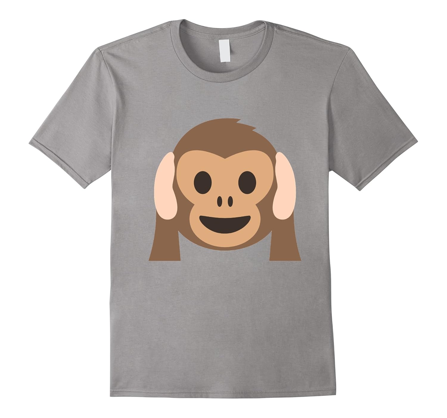 Monkey Emoji T-Shirt Hear No Evil Hands Over Ears Listen Zoo-ANZ