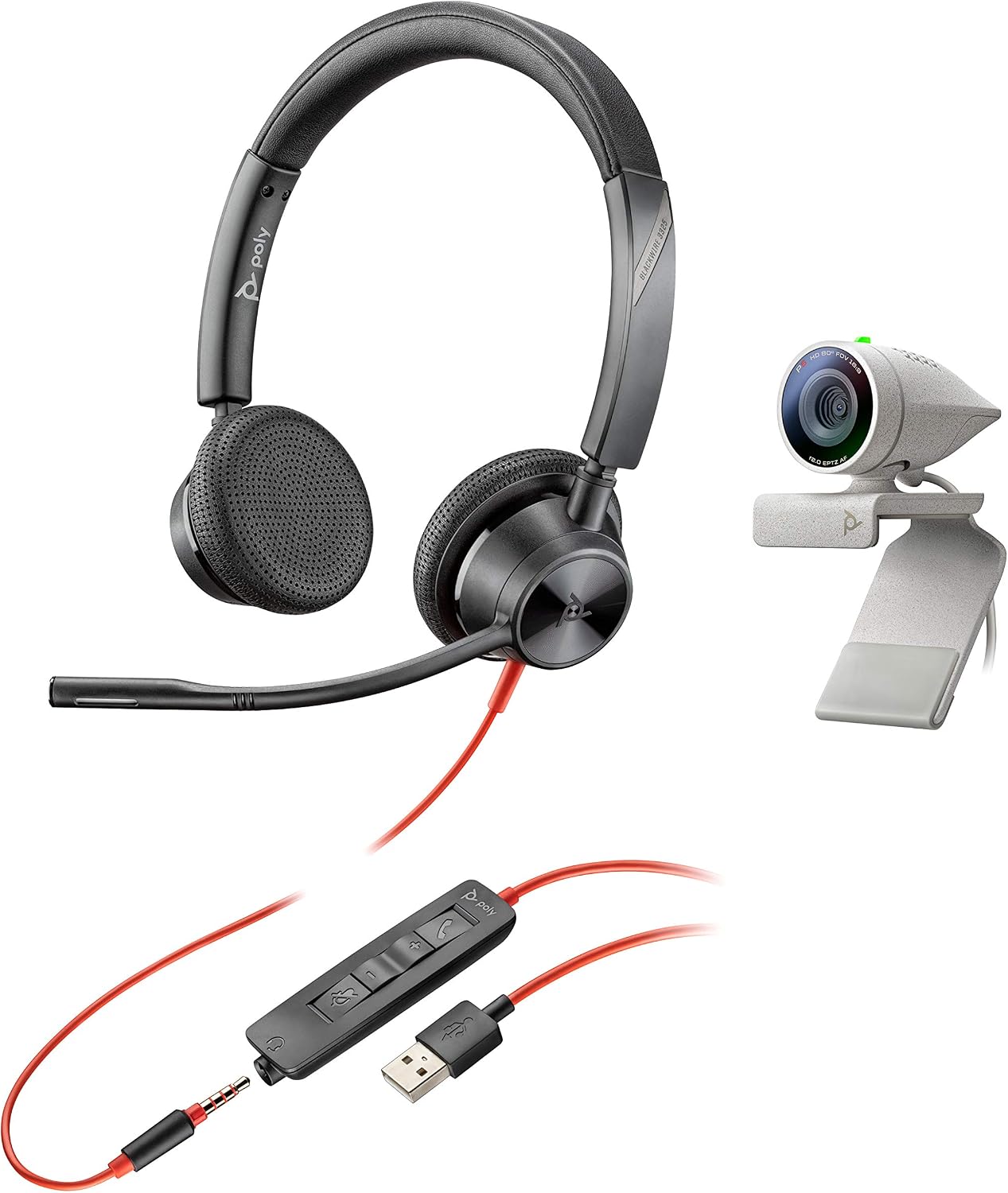 Poly Studio P5 Kit with Blackwire 3325 (Plantronics) - 1080p HD Video Conferencing Camera - Professional USB-A Kit for Wired Webcam and Stereo Audio Headset