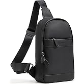 Chrysansmile Sling Bag for Men Genuine Leather Cross Body Bag Mens Crossbody Shoulder Backpack Black Fanny Packs for Travel